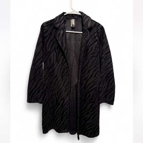 Vintage Forever 21 Black Zebra Print Trench Coat / blazer medium Y2K - Picture 1 of 7